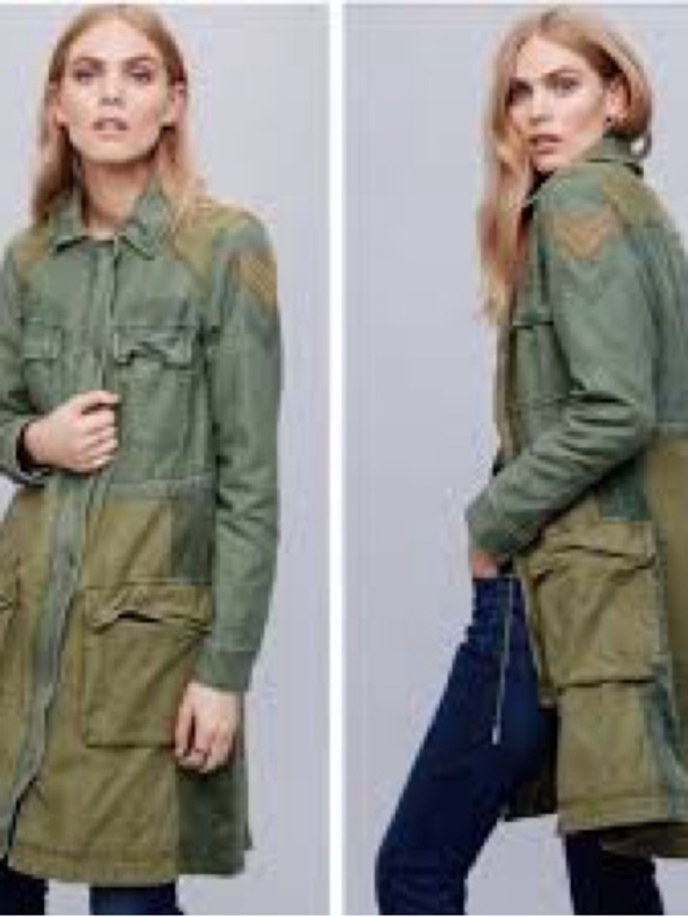 Free People Colorblock Military Cargo Buffalo Plaid lined jacket Small